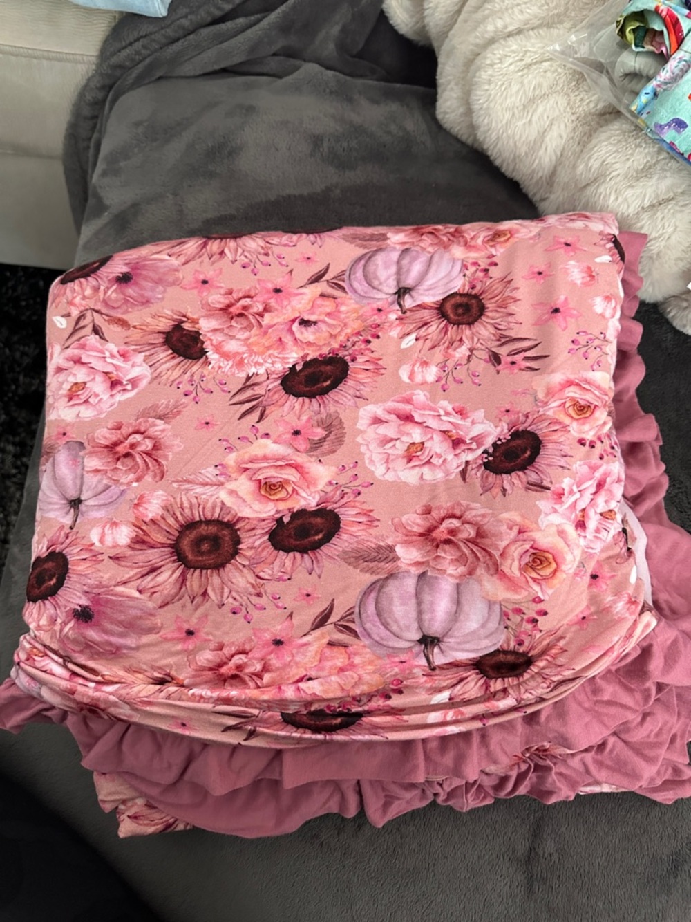 Posh Peanut Pink Floral Pumpkin Duvet Cover